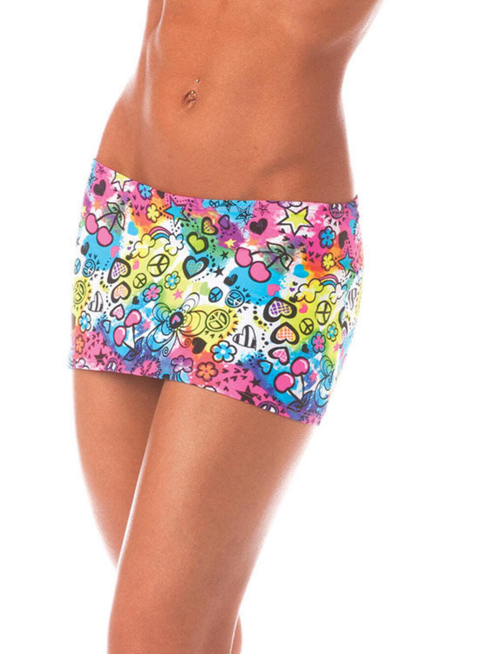 RARE VINTAGE BODYZONE "Peace N' Love" Clubwear Skirt NWT